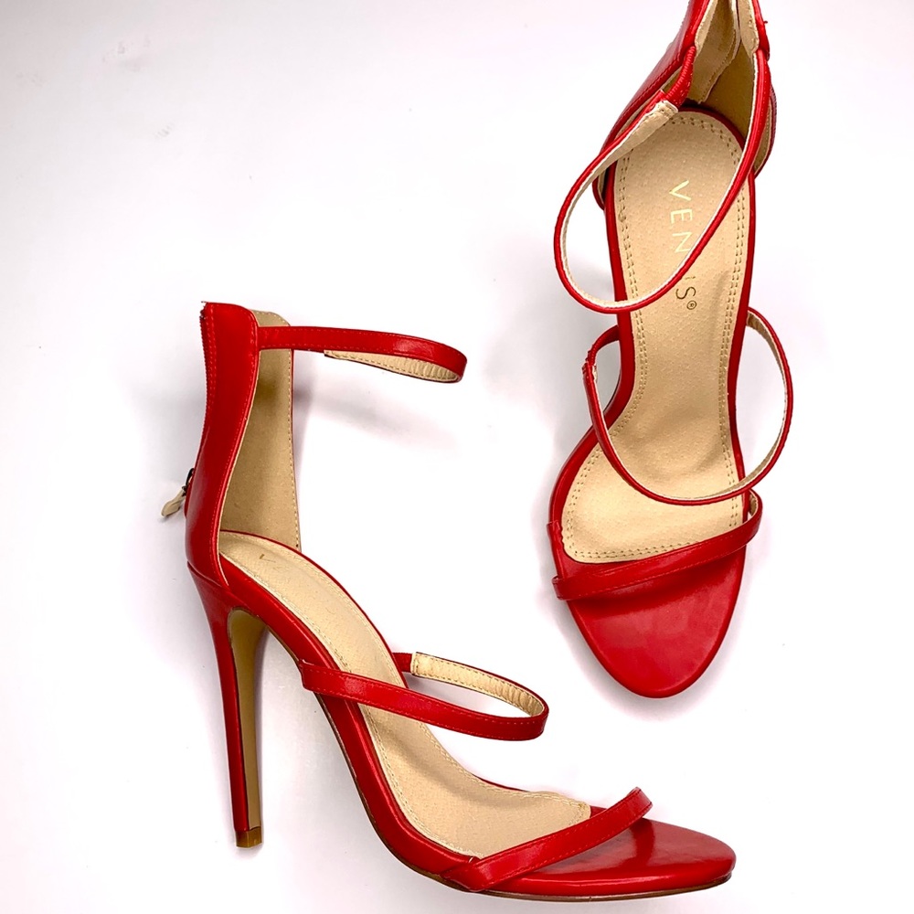 Venus Red High Heels with Straps 6.5 New